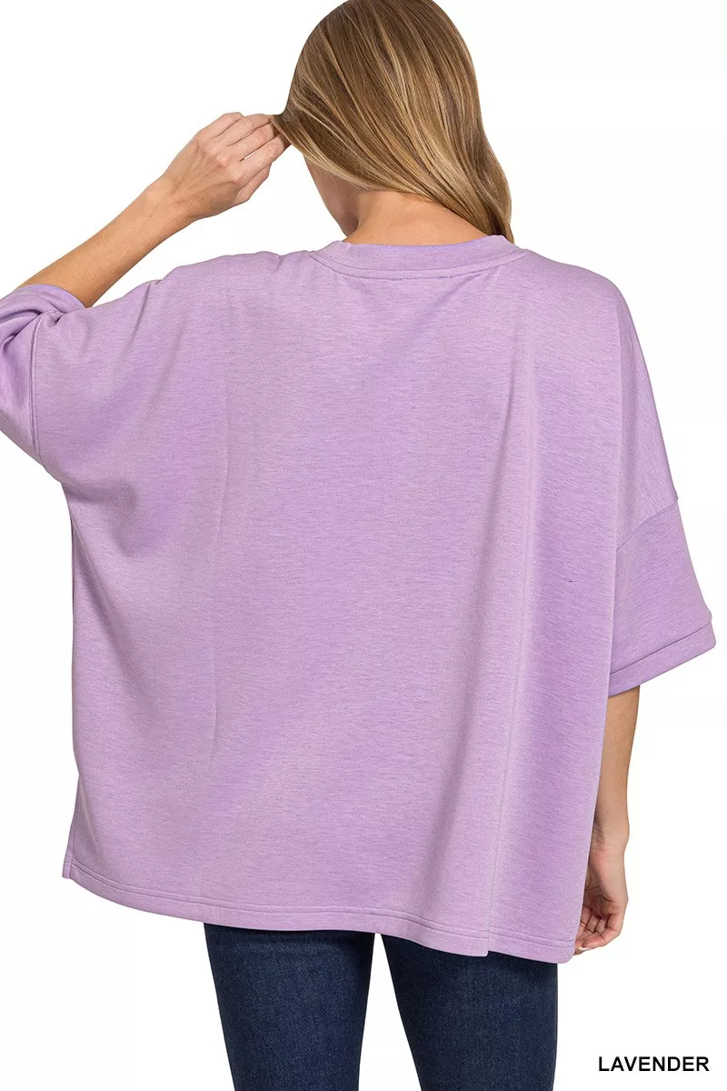 Scuba Round Neck Top With Side Slits, image 3