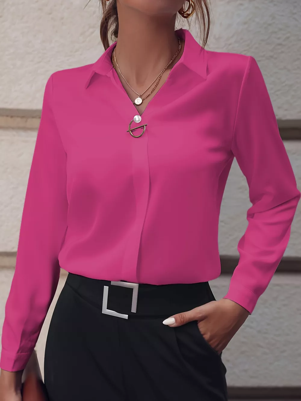 Long Sleeve Satin Blouse, image 20
