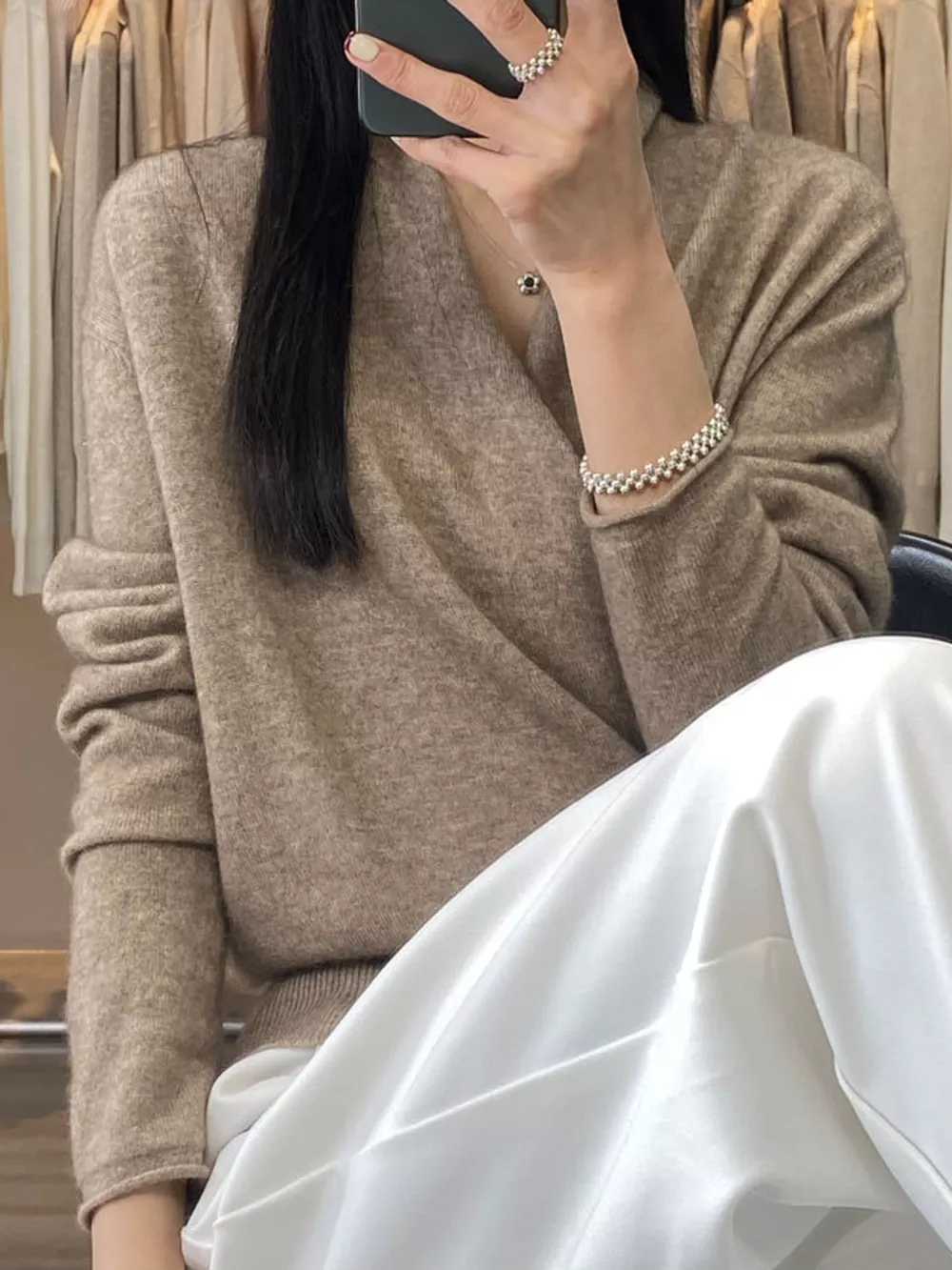 Wrap-Front Long Sleeve Sweater, image 4