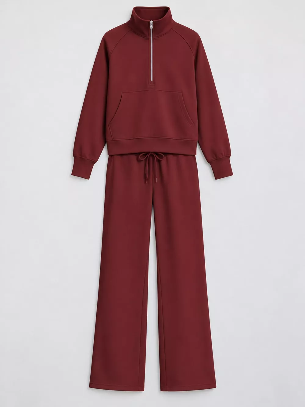 Half-Zip Sweatshirt and Wide-Leg Pants Set, image 64