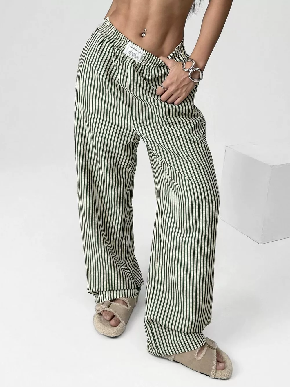 Striped High-Waisted Wide Leg Pants, image 9