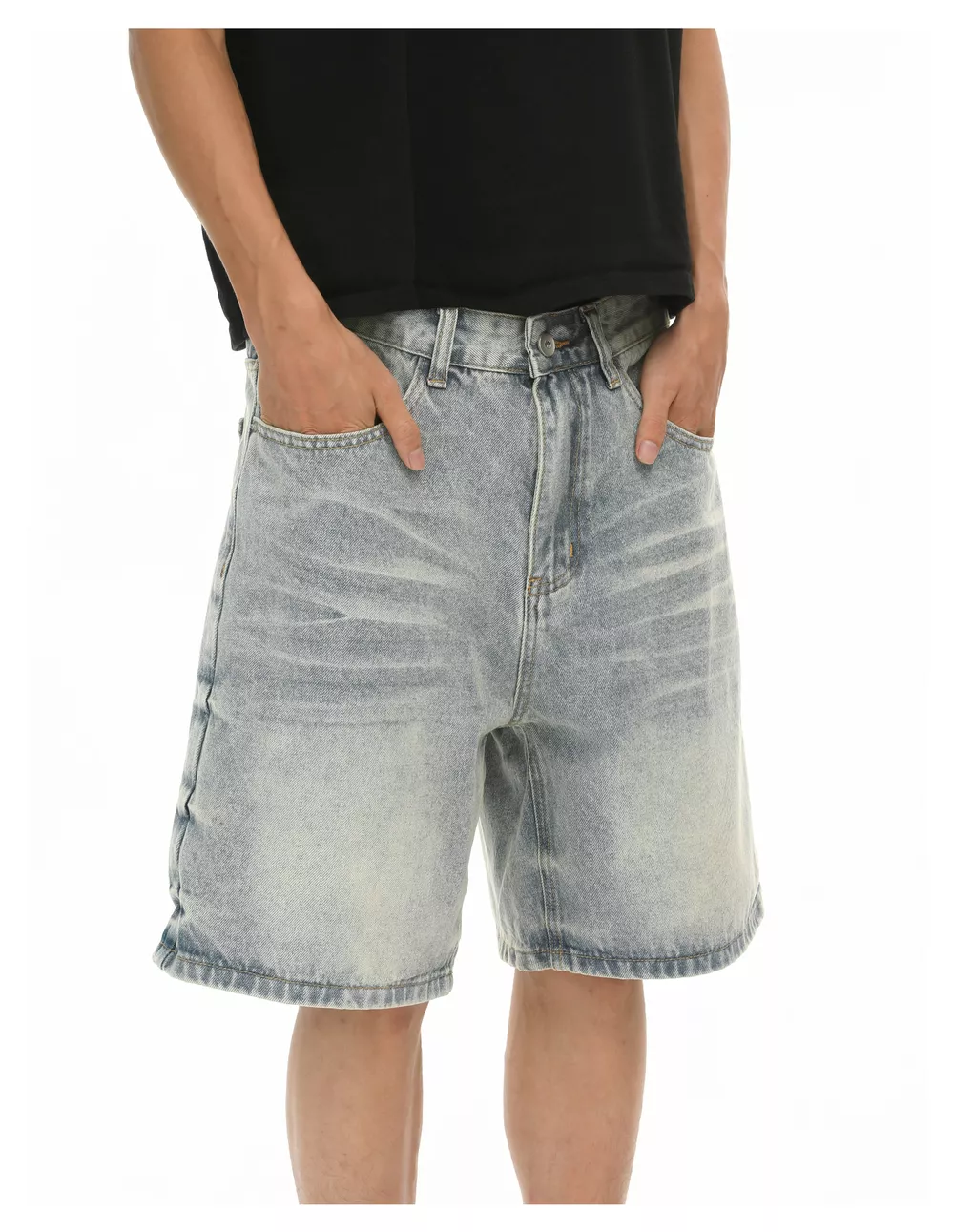 Men's Wash Relaxed Fit Denim Shorts, image 2