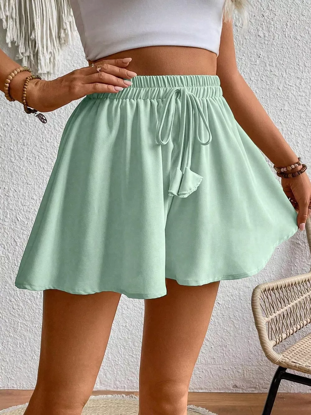 Flowy Drawstring Waist Shorts, image 5