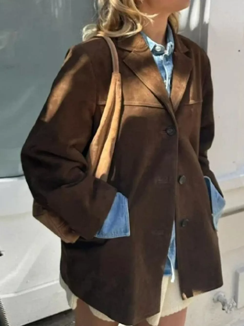 Lapel Collar Button Up Blazer, image 3