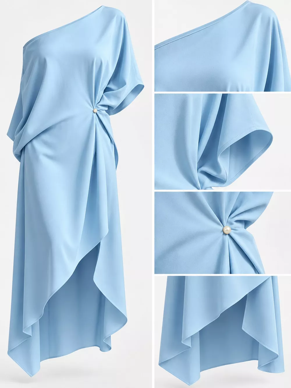 Full Size One-Shoulder Asymmetric Hem Midi Dress Plus Size, image 5