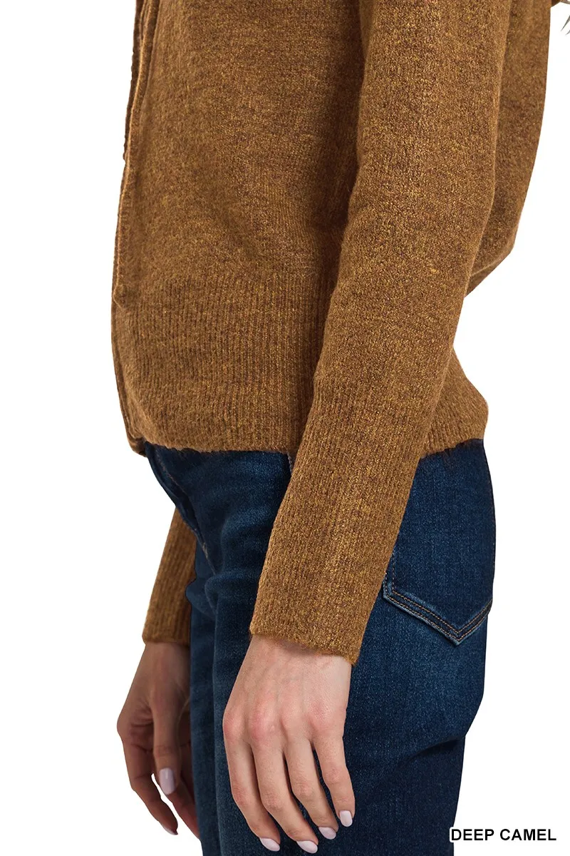 Drawstring Zip Up Hooded Cardigan, image 4