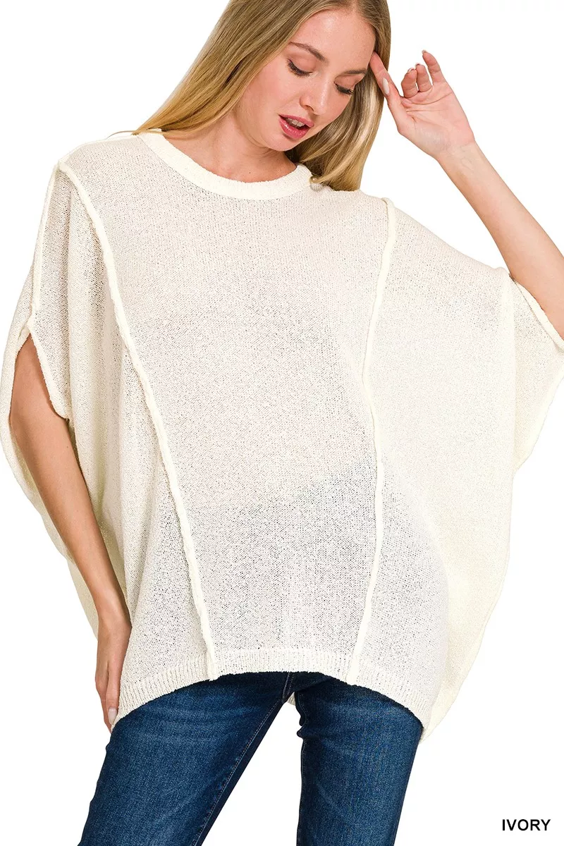 Drop Shoulder Short Sleeve Knit Top