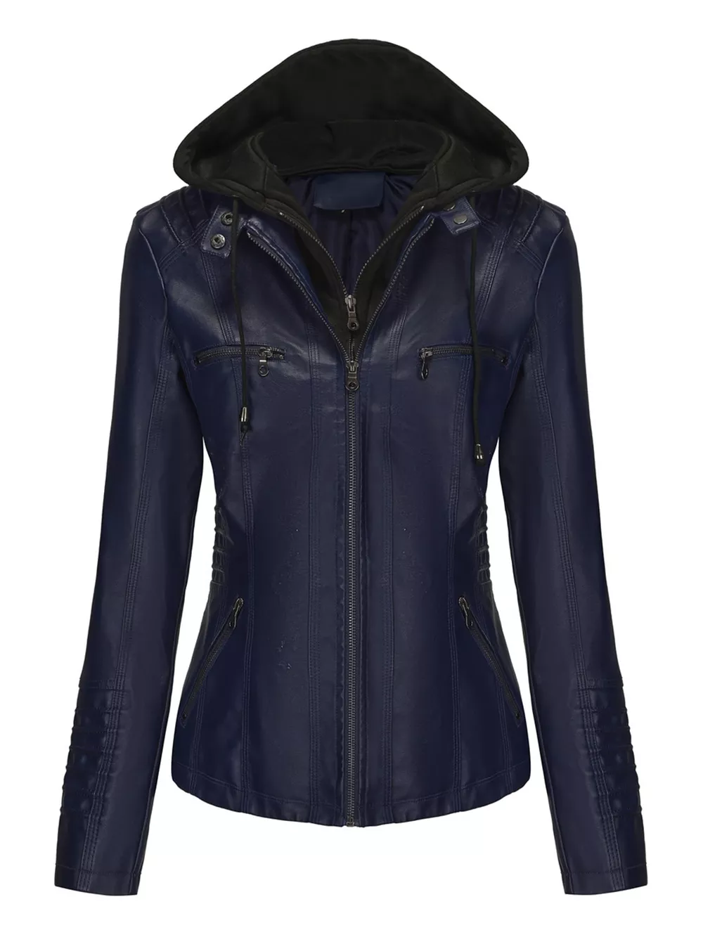 Full Size Detachable Hooded Faux Leather Moto Jacket Plus Size, image 30