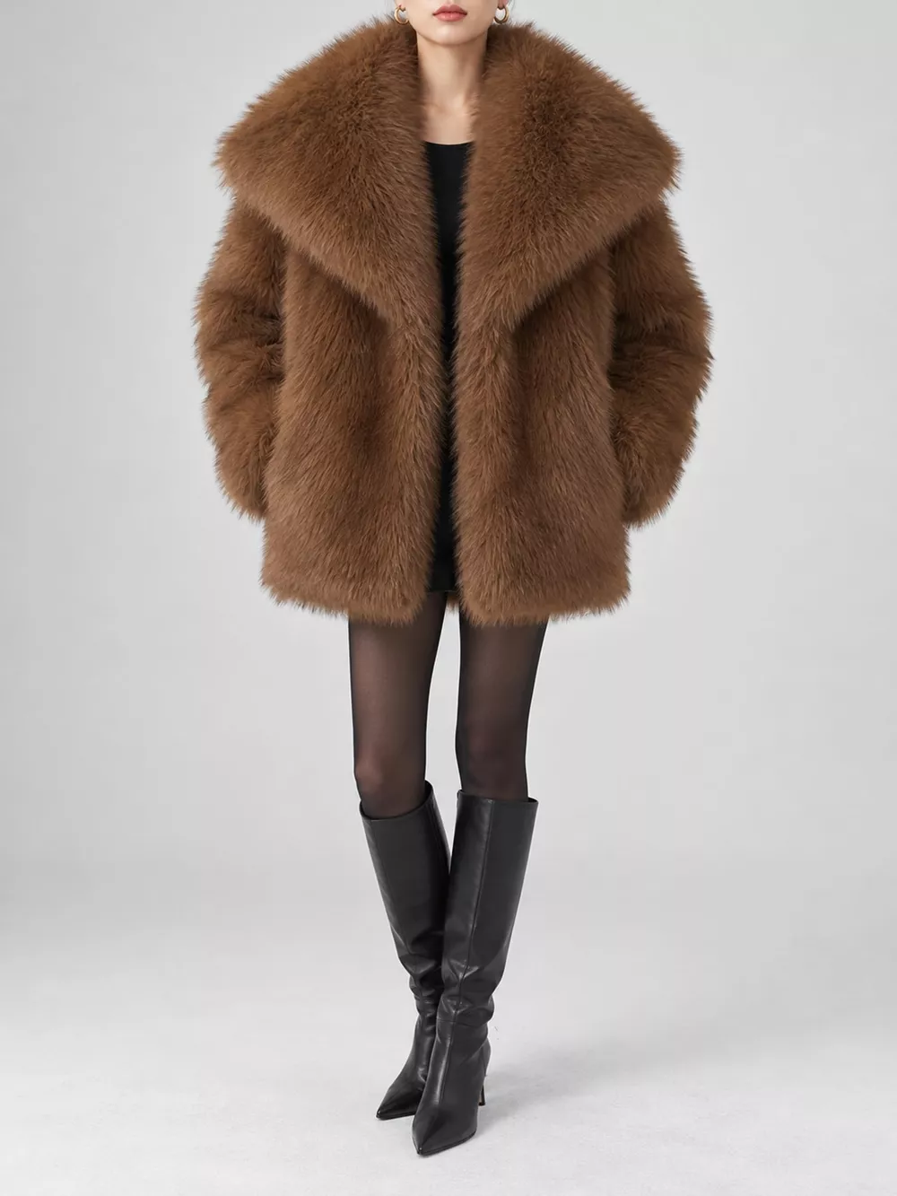 Fox Fur Collar Winter Outerwear, image 19