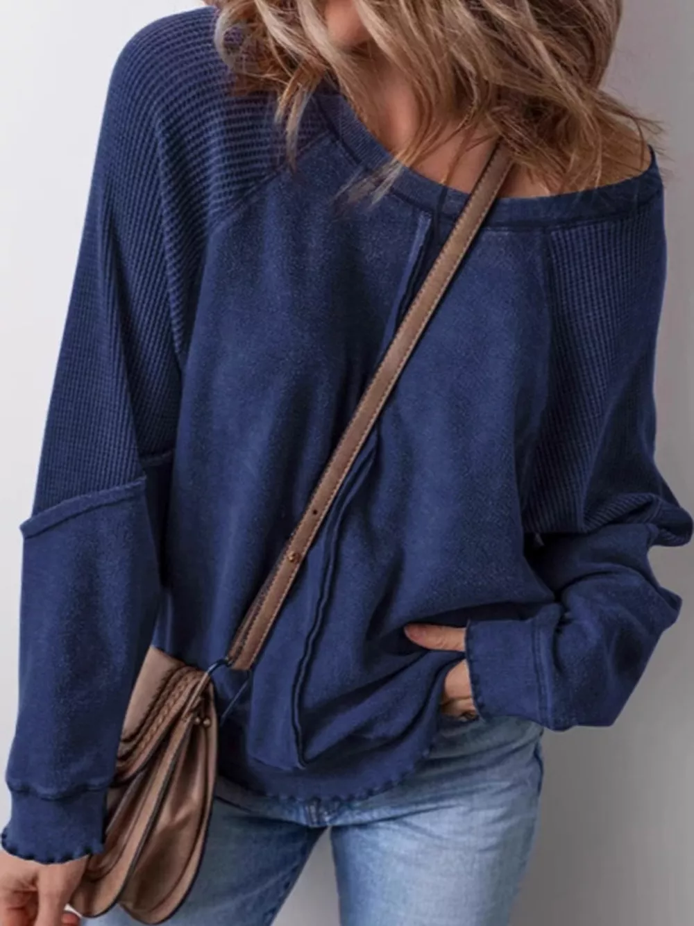 Waffle Knit Raglan Sleeve Sweatshirt, image 20