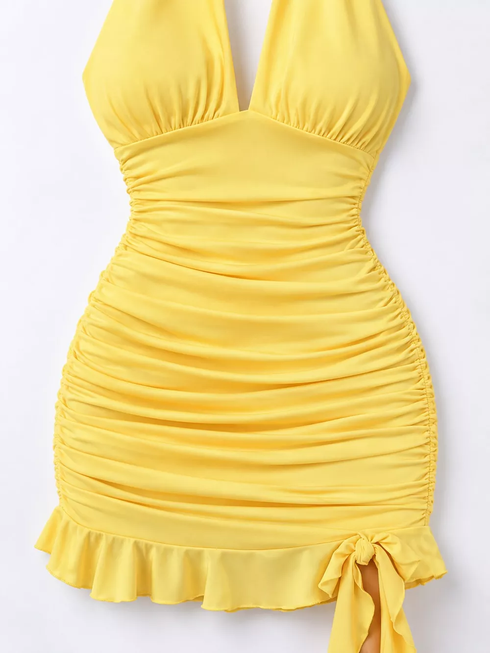 Ruched Halter Neck Bodycon Mini Dress, image 14