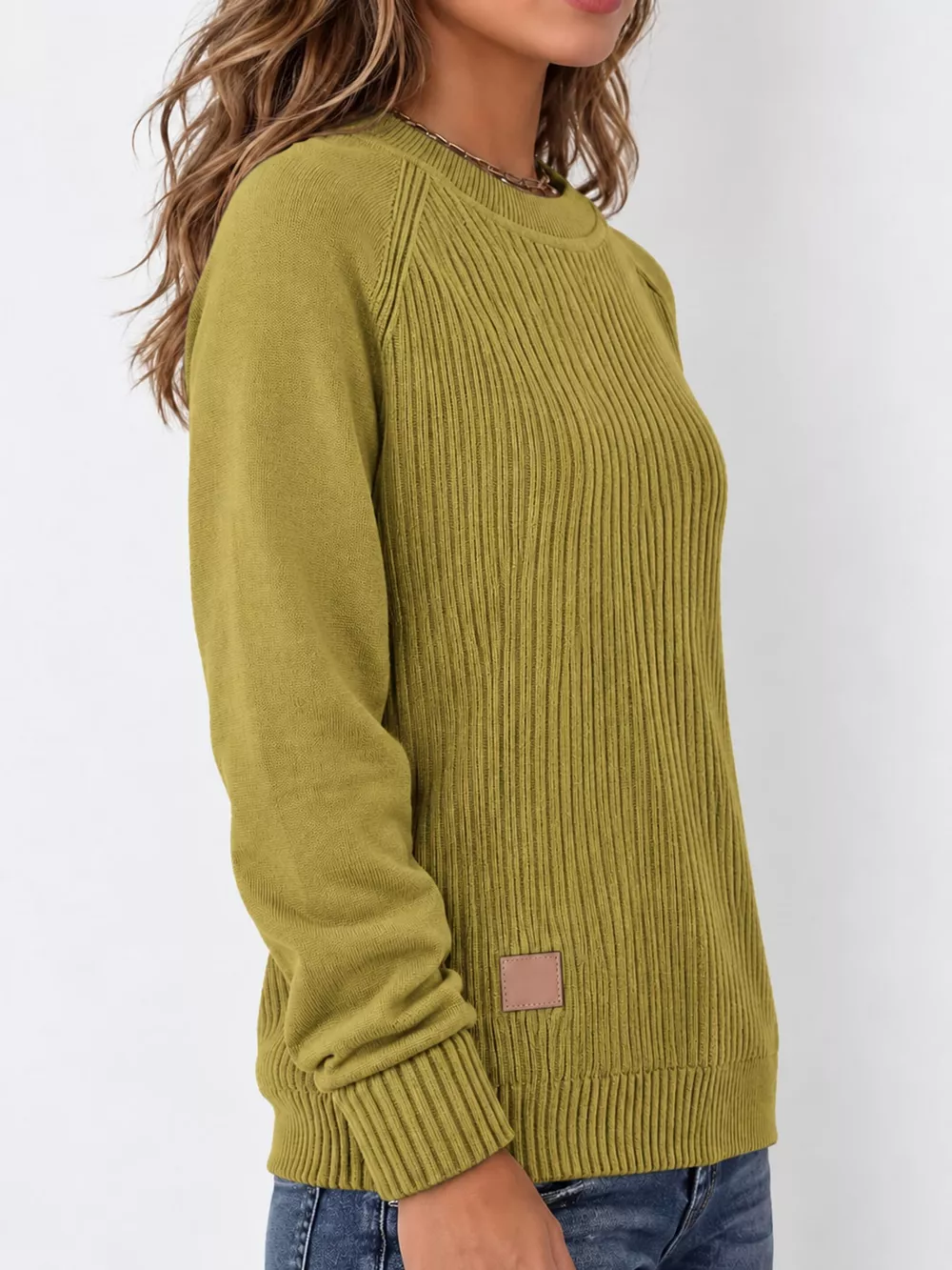 Full Size Ribbed Knit Raglan Sleeve Sweater Plus Size, image 10