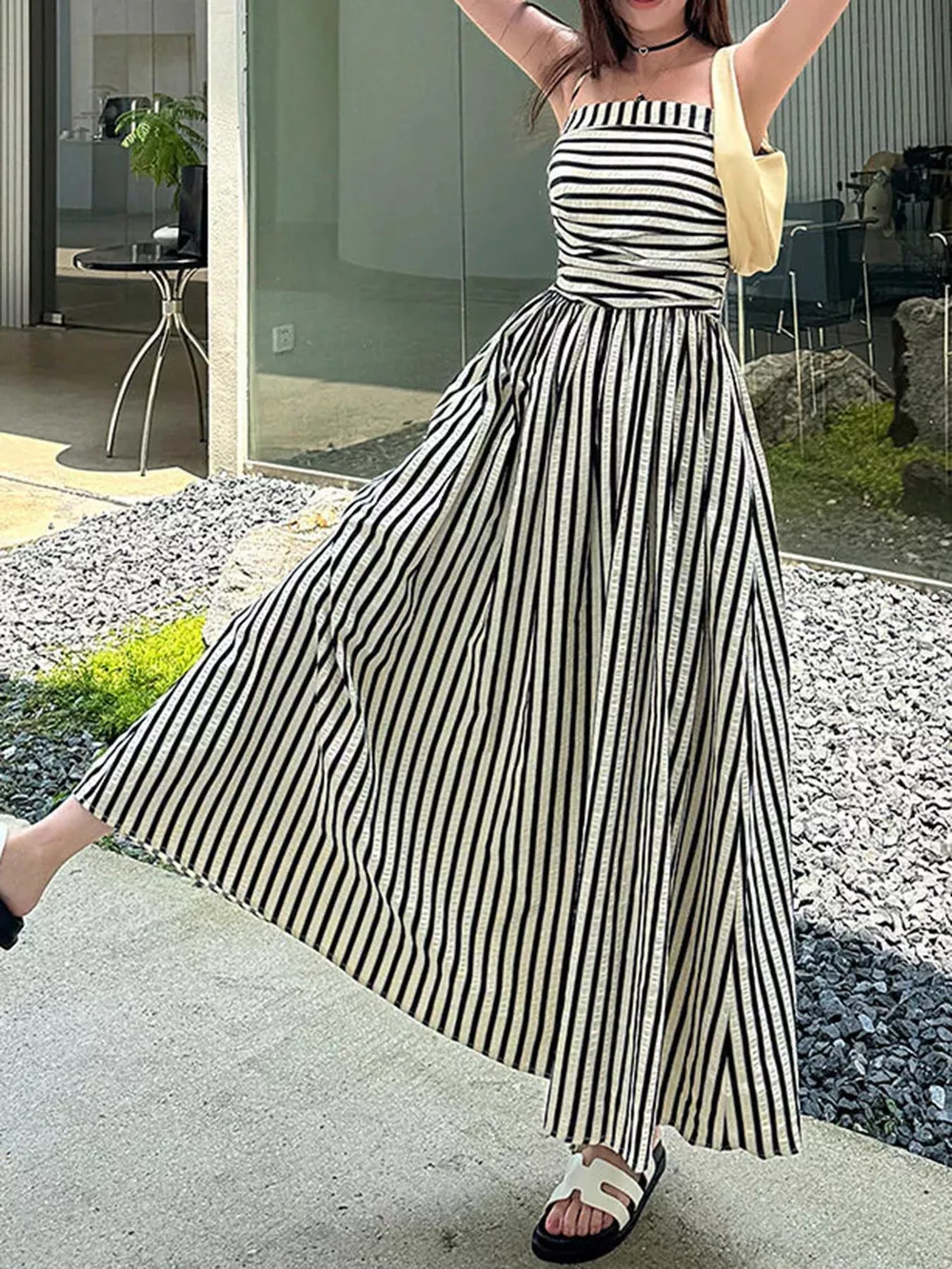 Striped Sleeveless Maxi Dress