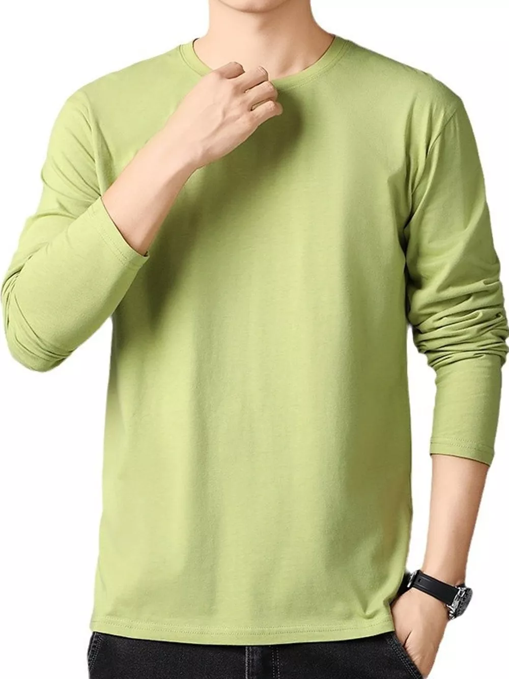 Men's Plus Size Round Neck Long Sleeve T-Shirt, image 33
