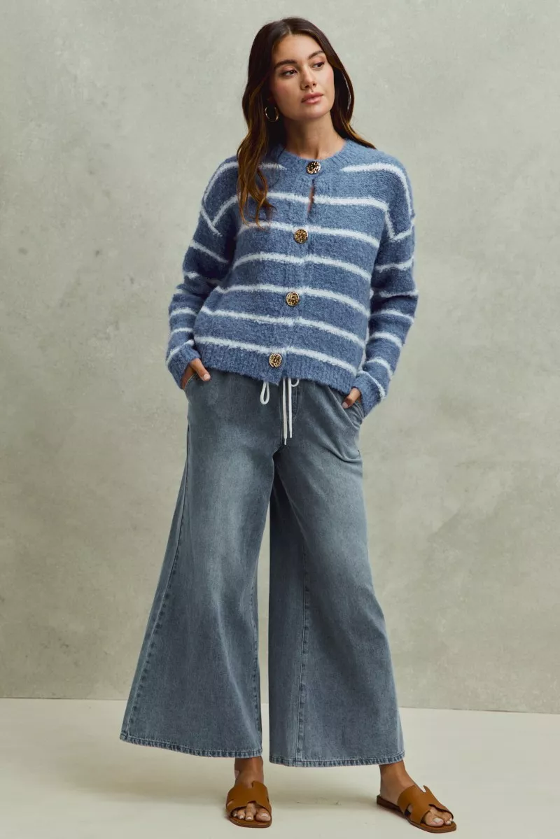 Mid Rise Elastic Waist Flare Denim Jeans, image 8