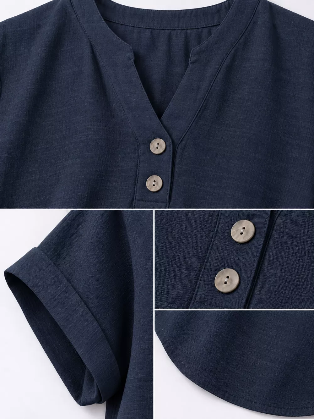 Full Size Button Detail Short Sleeve Blouse Plus Size, image 25