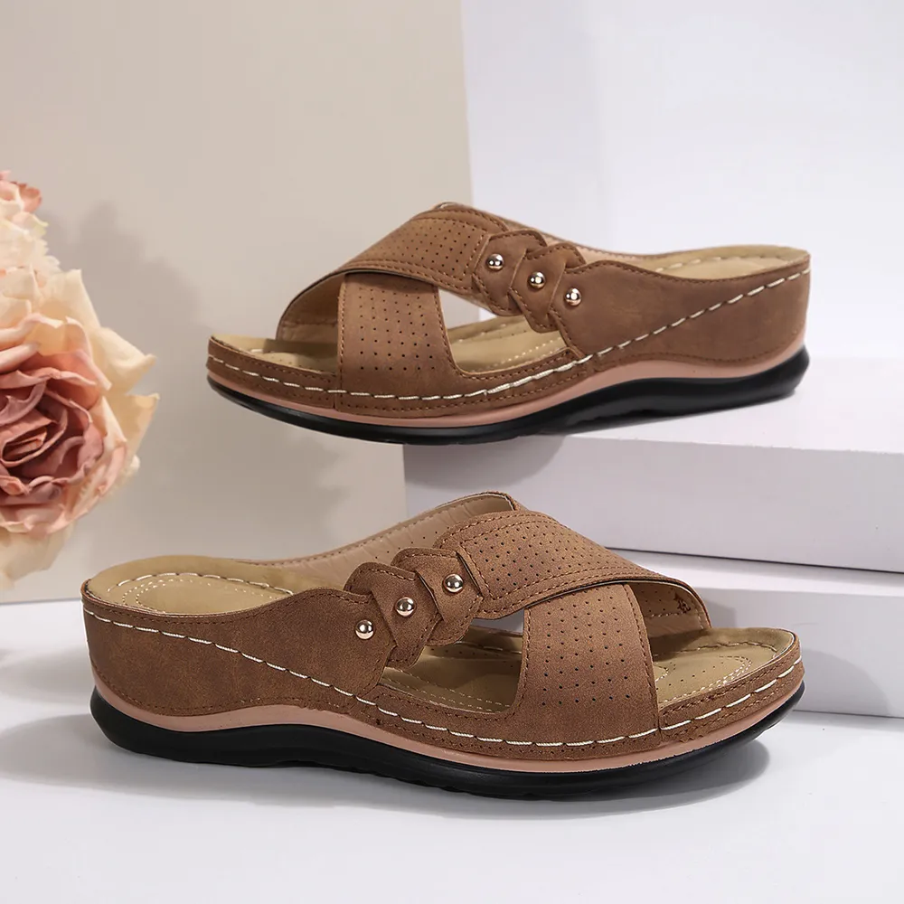 Crisscross Open Toe Wedge Sandals, image 20