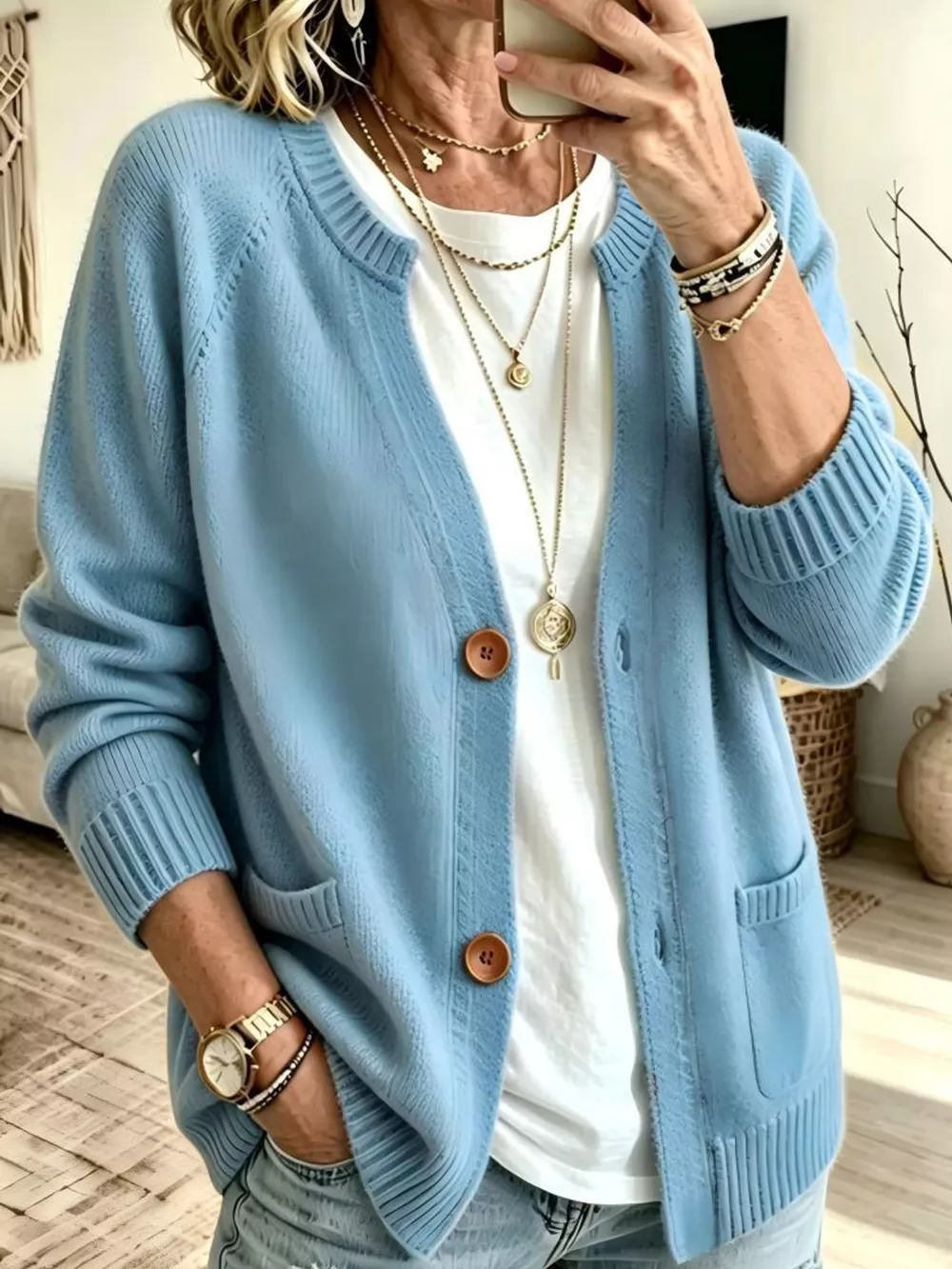 Full Size Button-Down Knit Cardigan Plus Size, image 18