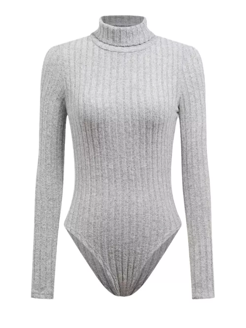 Ribbed Knit Turtleneck Long Sleeve Bodysuit, image 8