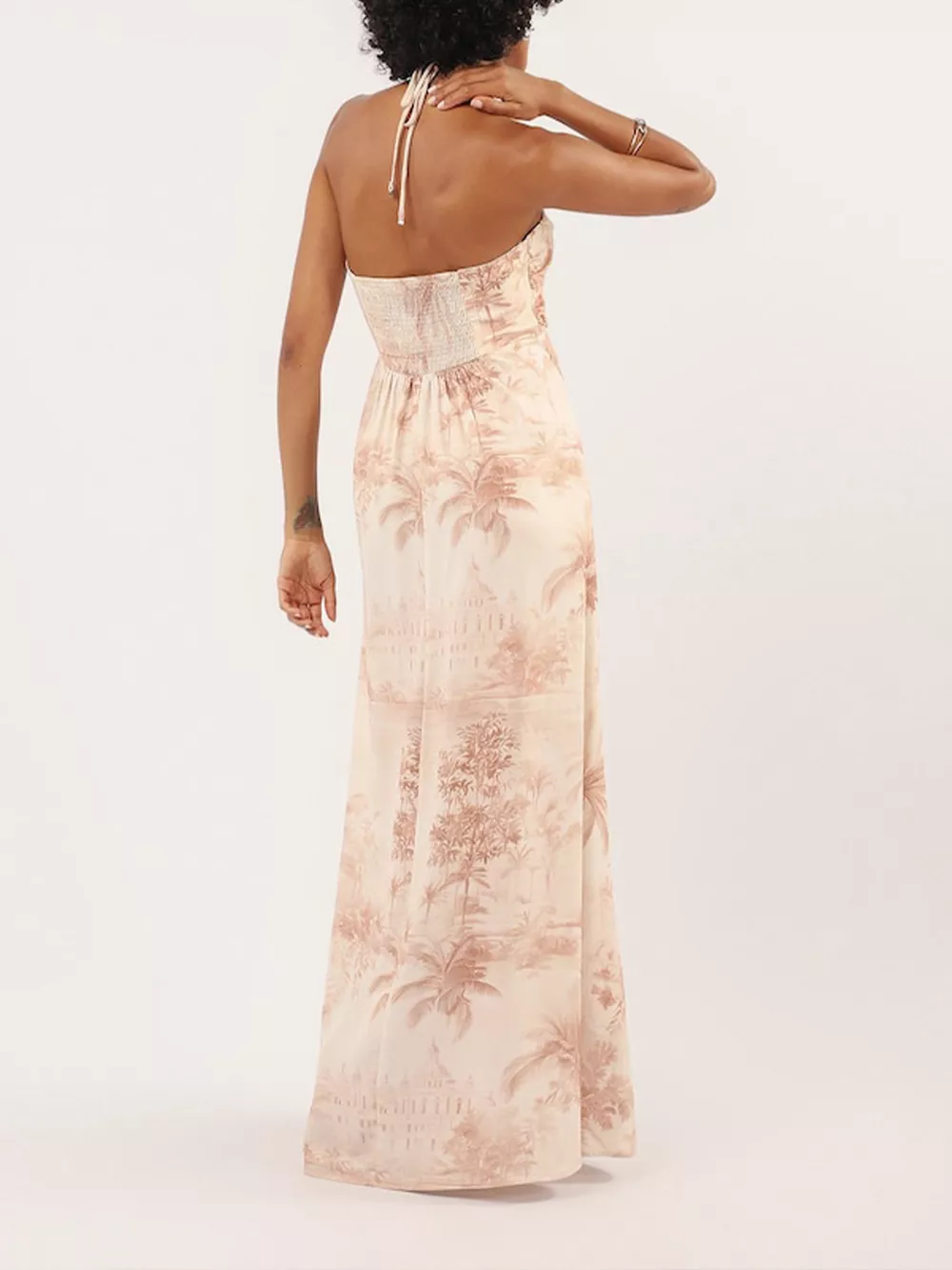 Tropical Print Halter Neck Maxi Dress, image 4