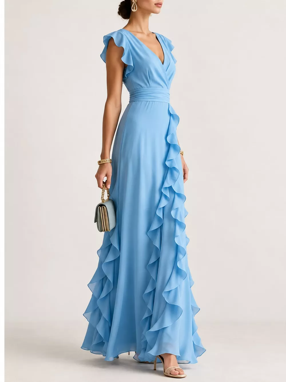 Ruffled Surplice Sleeveless Maxi Dress, image 12