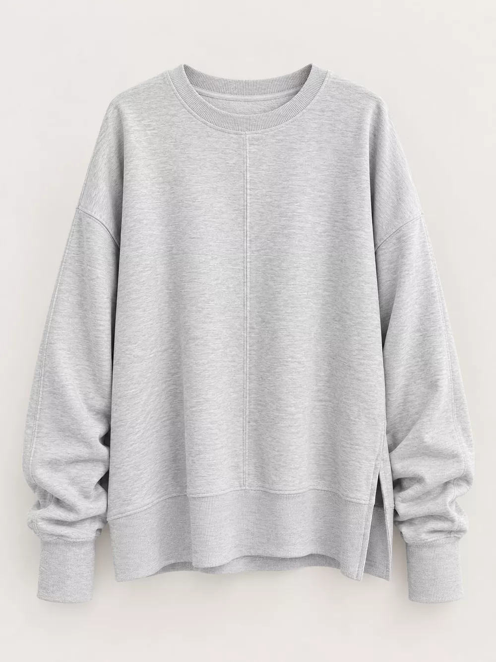 Oversized Crew Neck Sweatshirt with Side Slit, image 19