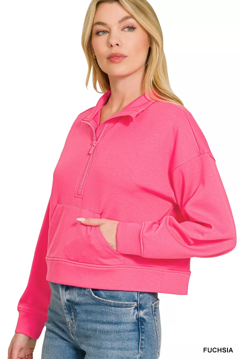 Scuba Half Zip Pullover With Kangaroo Pockets, image 3