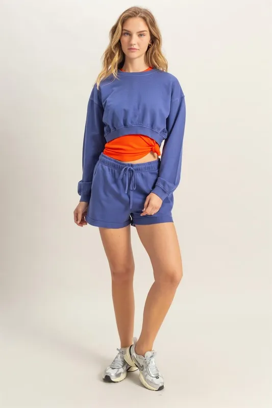 Crew Neck Long Sleeve Crop Sweatshirt, image 6