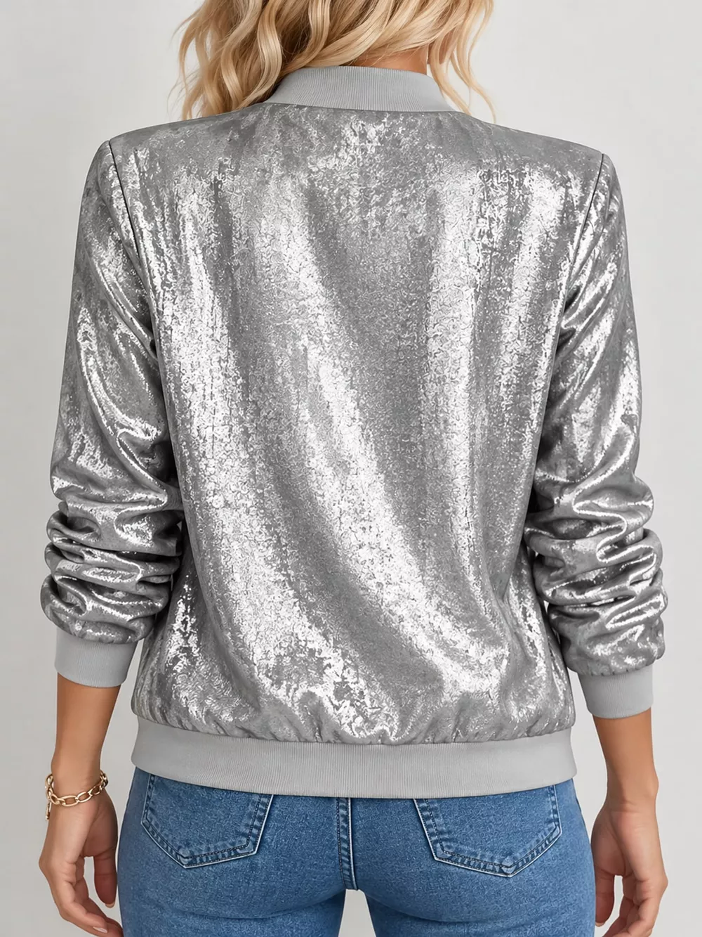 Full Size Zip Up Long Sleeve Jacket Plus Size, image 7