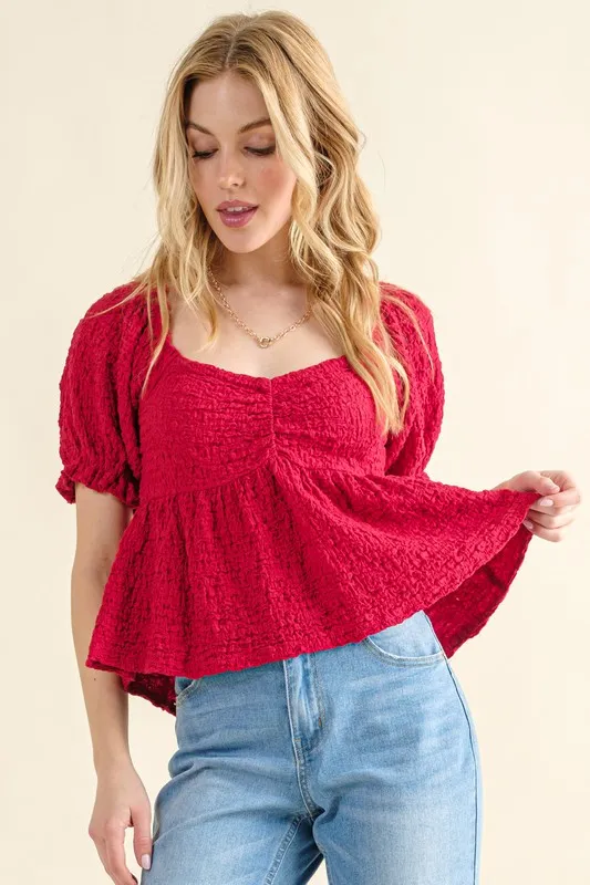 Lovely Textured and Smocked Top, image 3
