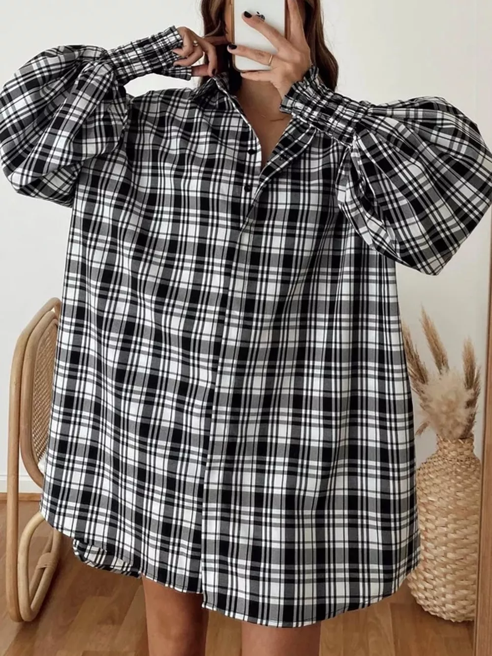 Oversized Plaid Button Up Shirt, image 18