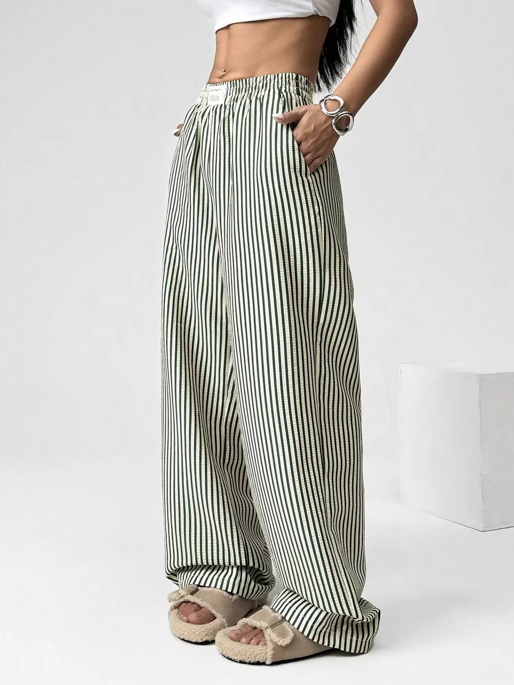 Striped High-Waisted Wide Leg Pants, image 12