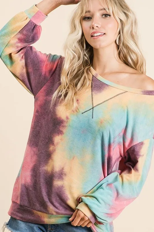 Tie Dye Print French Terry Sweatshirt, image 3