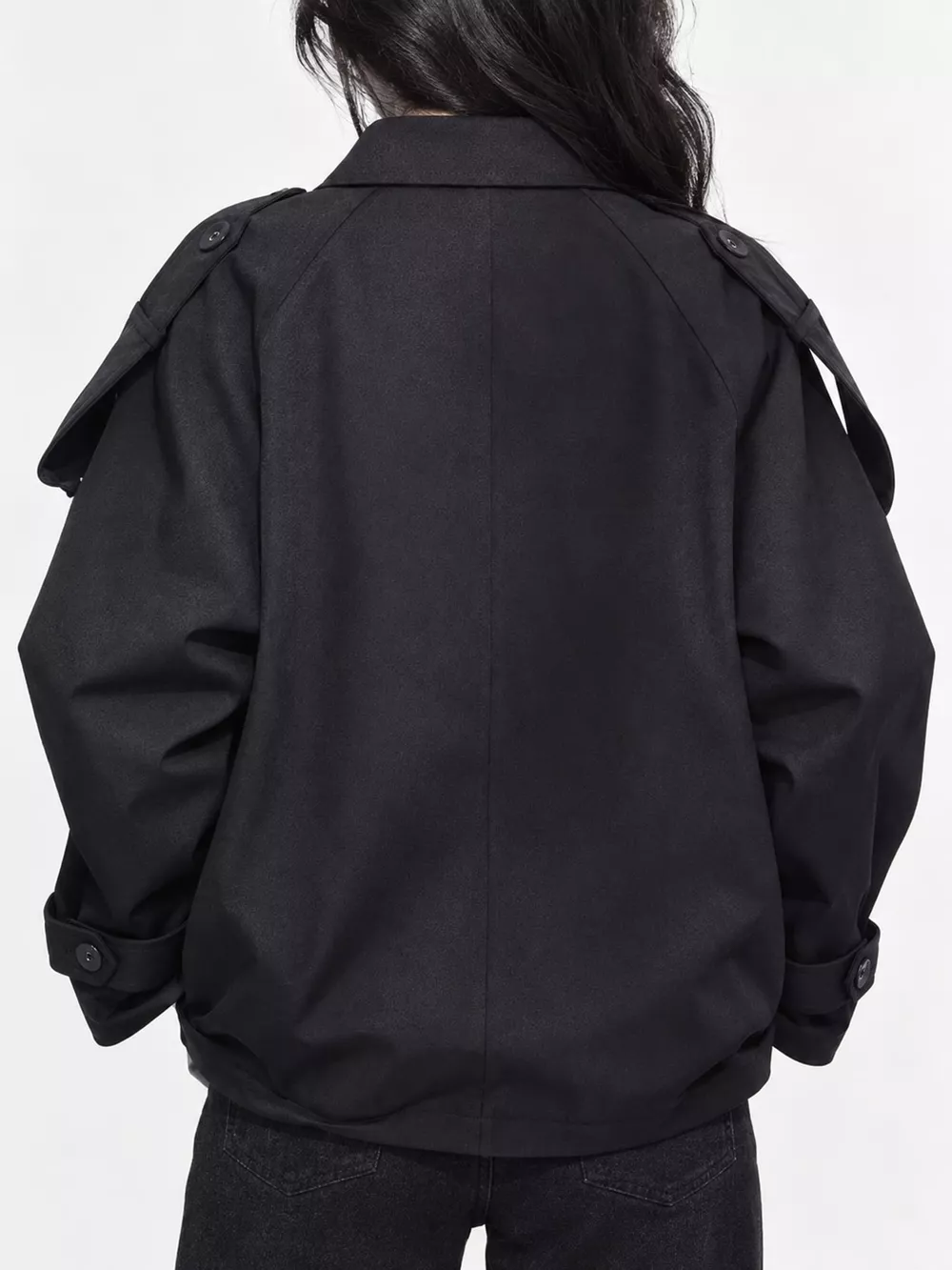 Double-Breasted Cropped Trench Jacket, image 12