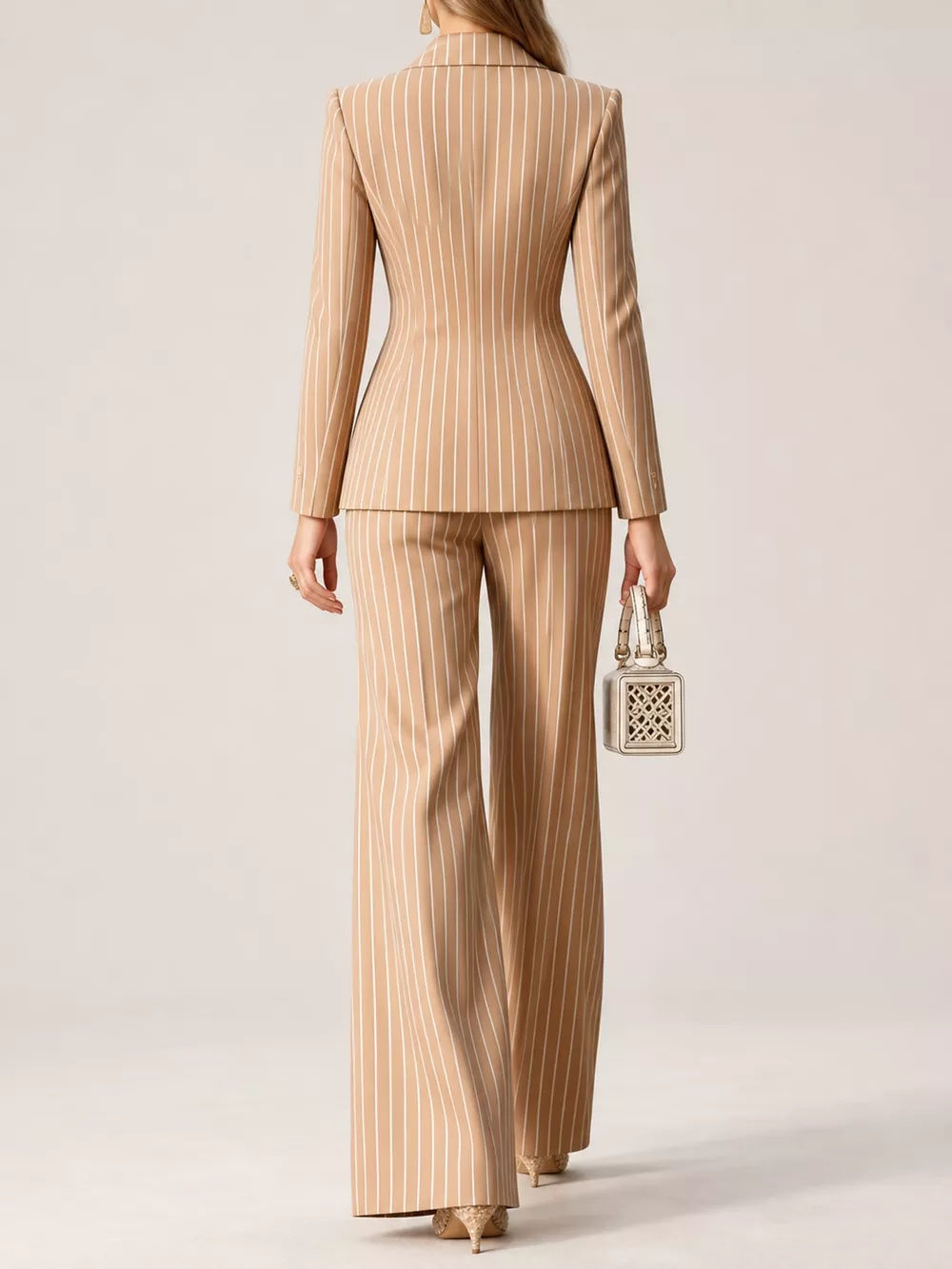 Double-Breasted Pinstripe Blazer and Wide-Leg Pants Set, image 24