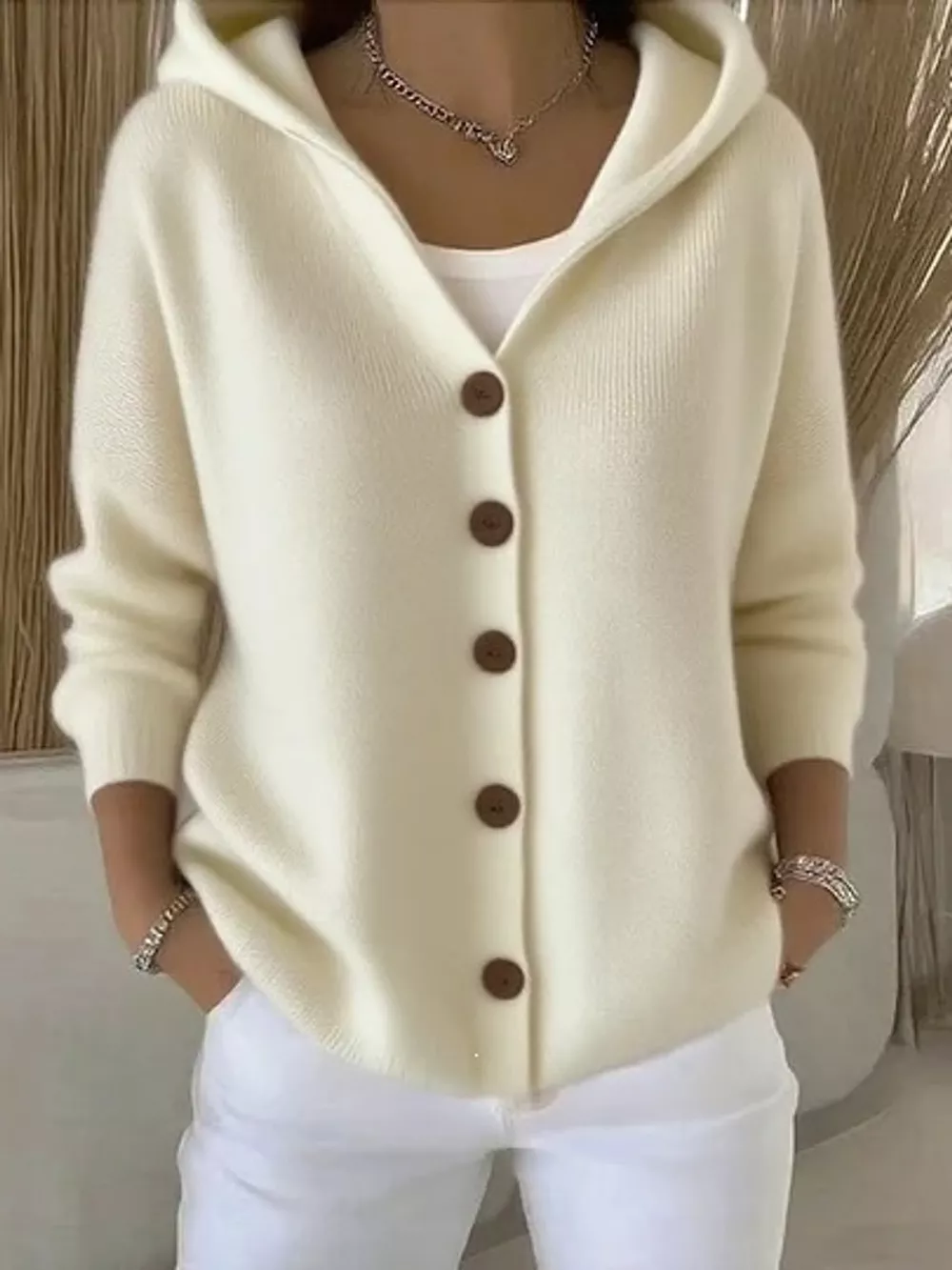 Full Size Hooded Button-Down Knit Cardigan Plus Size, image 19