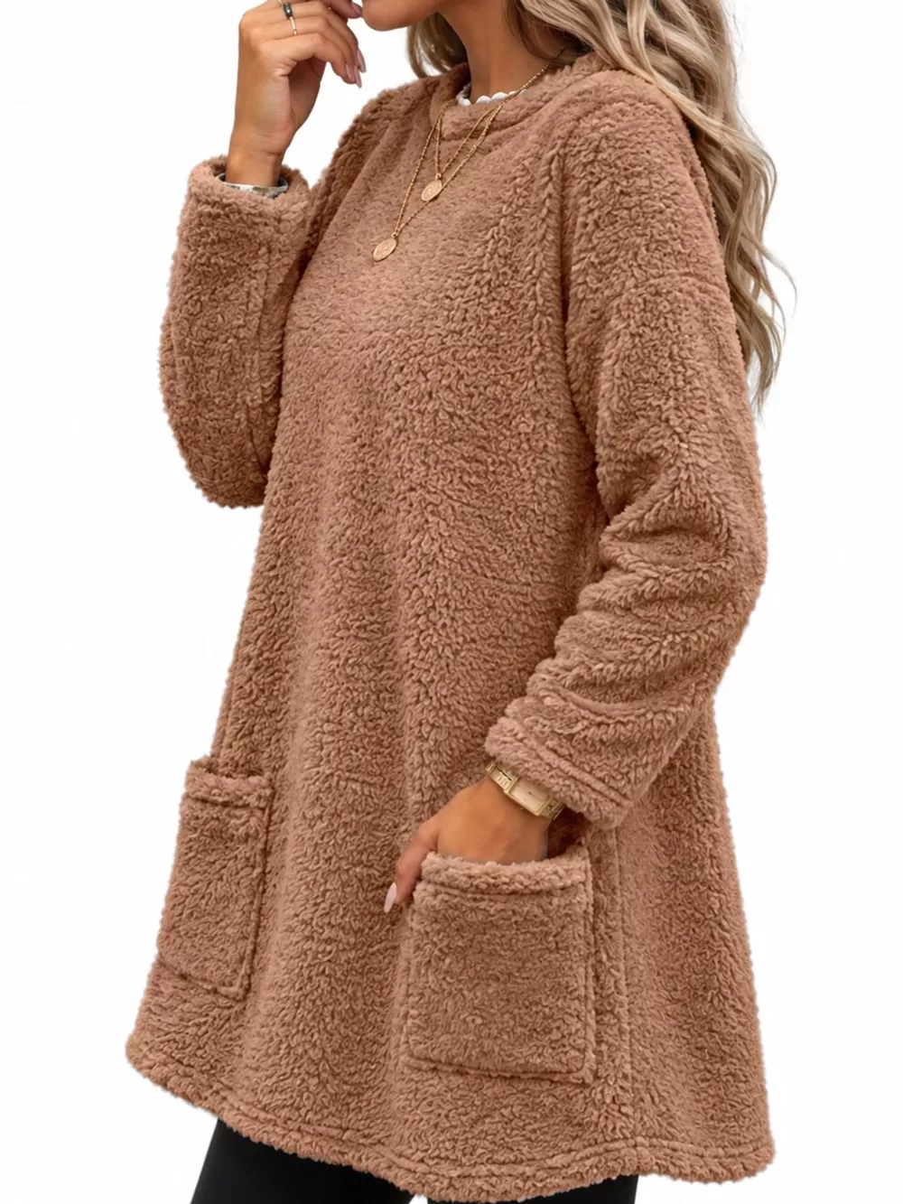 Full Size Fleece Dropped Shoulder Sweatshirt Plus Size, image 15