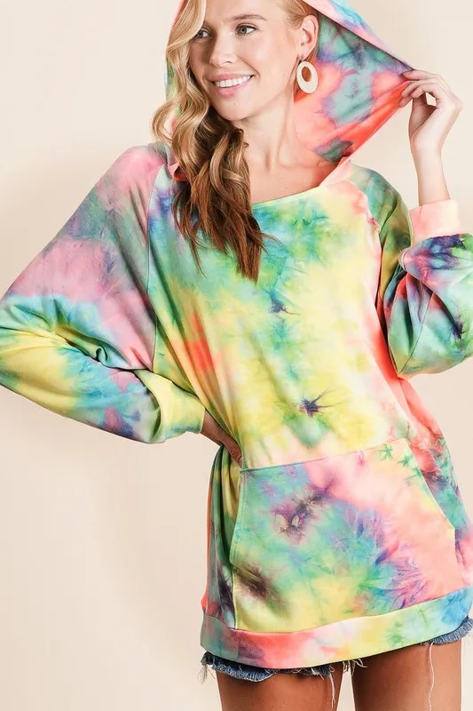 Tie Dye Terry Hoodie with Kangaroo Pocket, image 5