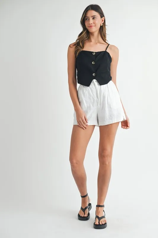 Linen Mix Button Down Tank Top, image 4