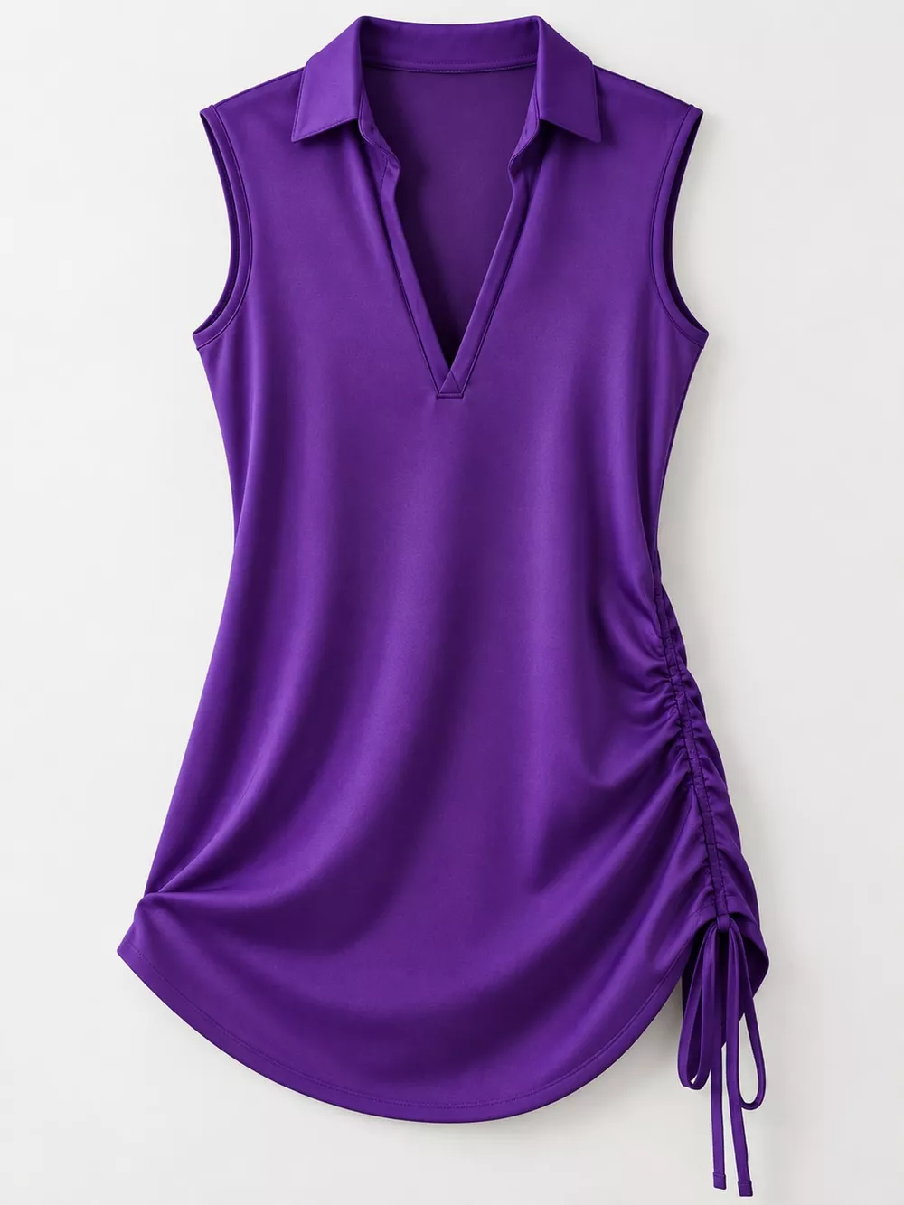 Full Size Sleeveless V-Neck Ruched Side Mini Dress Plus Size, image 8