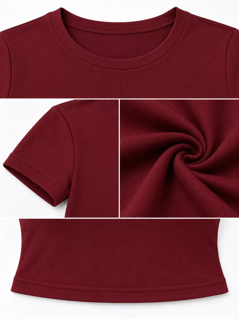 Slim Fit Basic Crew Neck Short Sleeve Crop T-Shirt, image 59