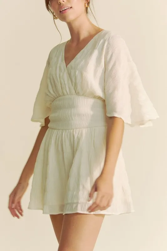 Batwing Sleeve Waist Belt Romper, image 4