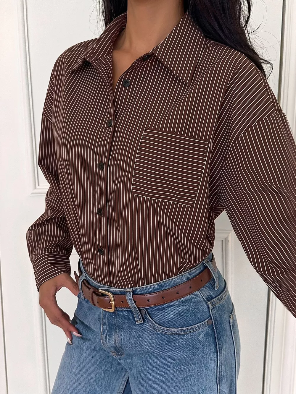 Striped Button-Up Bodysuit, image 2