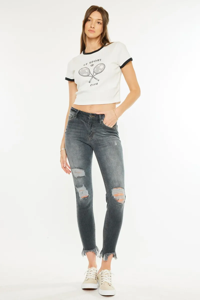 High Rise Distressed Ankle Skinny Jeans, image 8