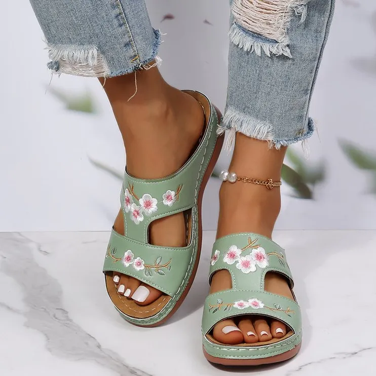 Floral Embroidered Cutout Sandals, image 5