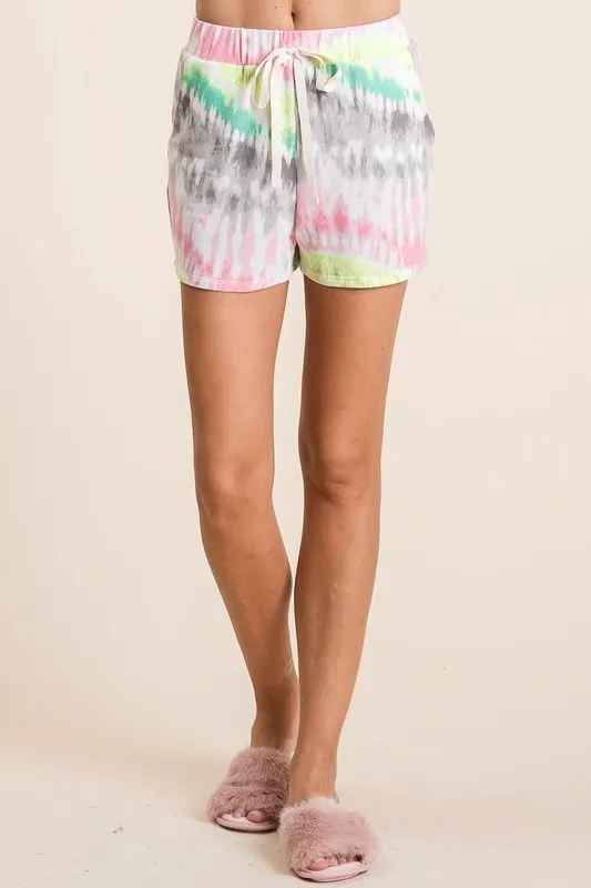 Tie Dye Print Shorts With Twill Tape Drawstring, image 10