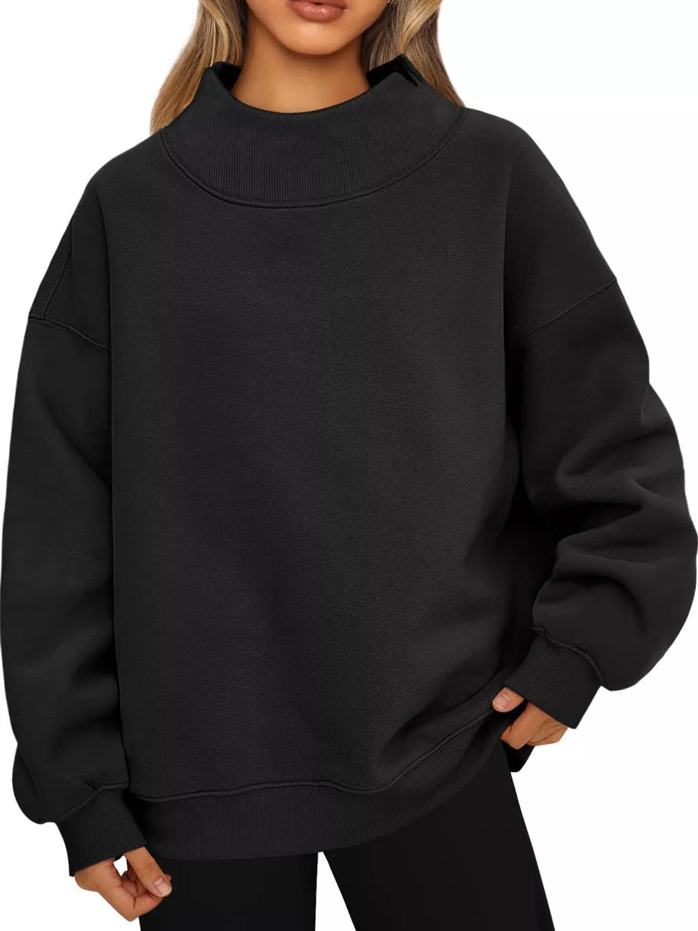 Oversized Mock Neck Long Sleeve Sweatshirt, image 15
