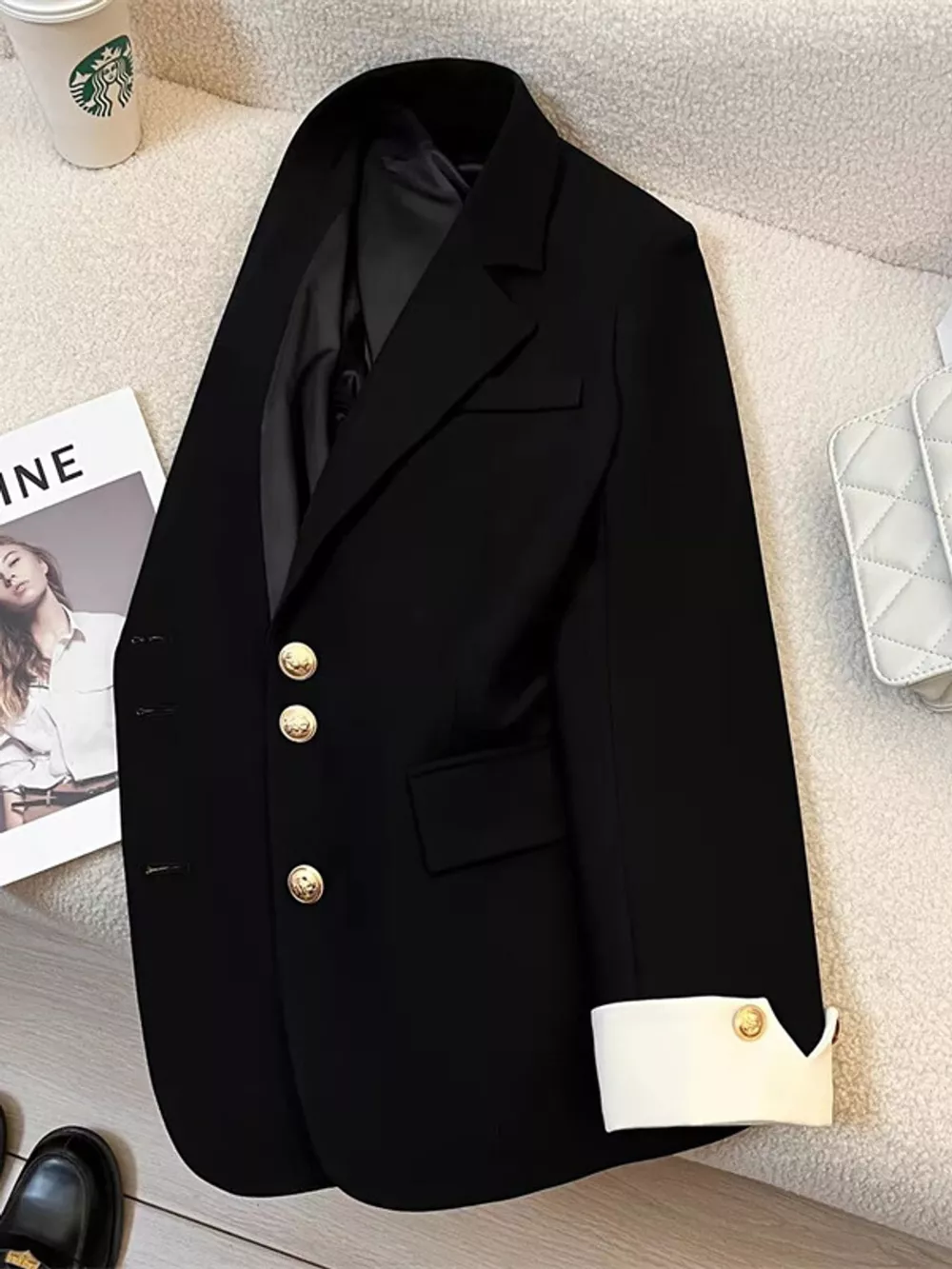 Full Size Single-Breasted Blazer with Gold Button Accents Plus Size, image 27