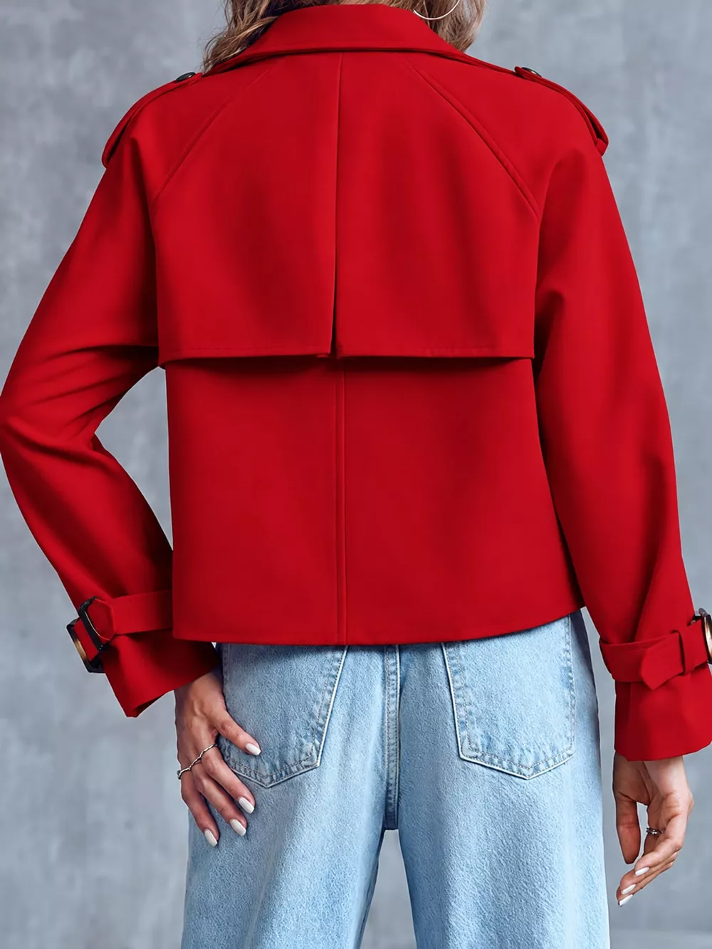 Double-Breasted Cropped Trench Outerwear, image 16