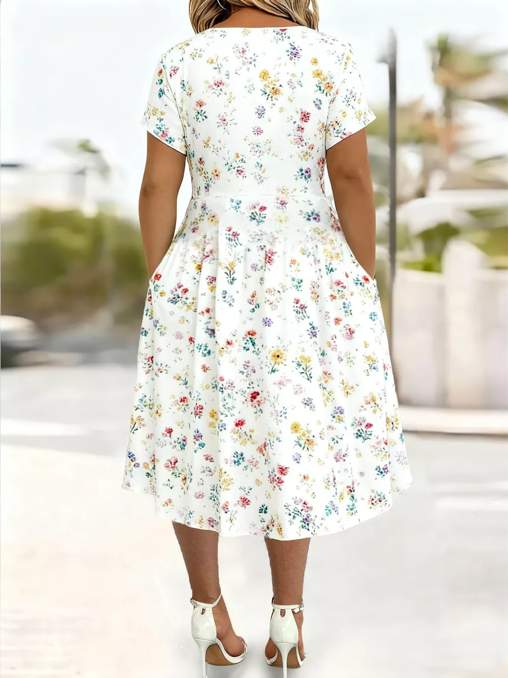 Full Size Twisted Front Short Sleeve Midi Dress with Pockets Plus Size, image 29